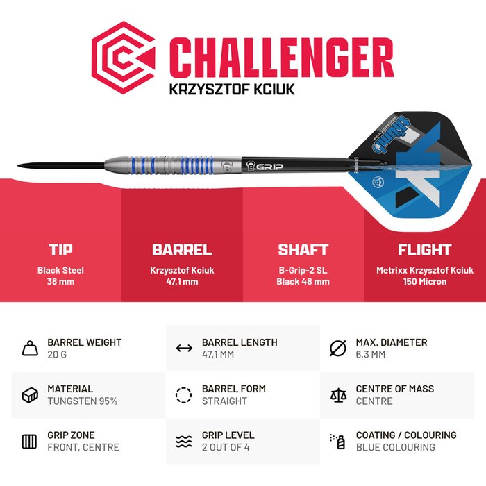 Bull's Challenger Krzysztof Kciuk 95% Tungsten - Afbeelding 3