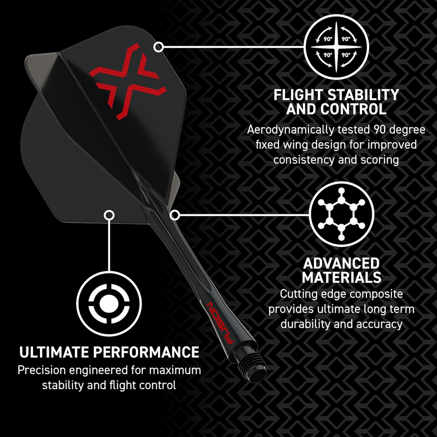 Winmau Blade X Fusion Flight Black - Afbeelding 6