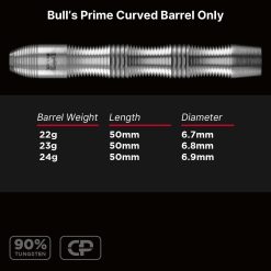 Alternative view of Bull's Prime Curved CP Barrels Only 90% Tungsten