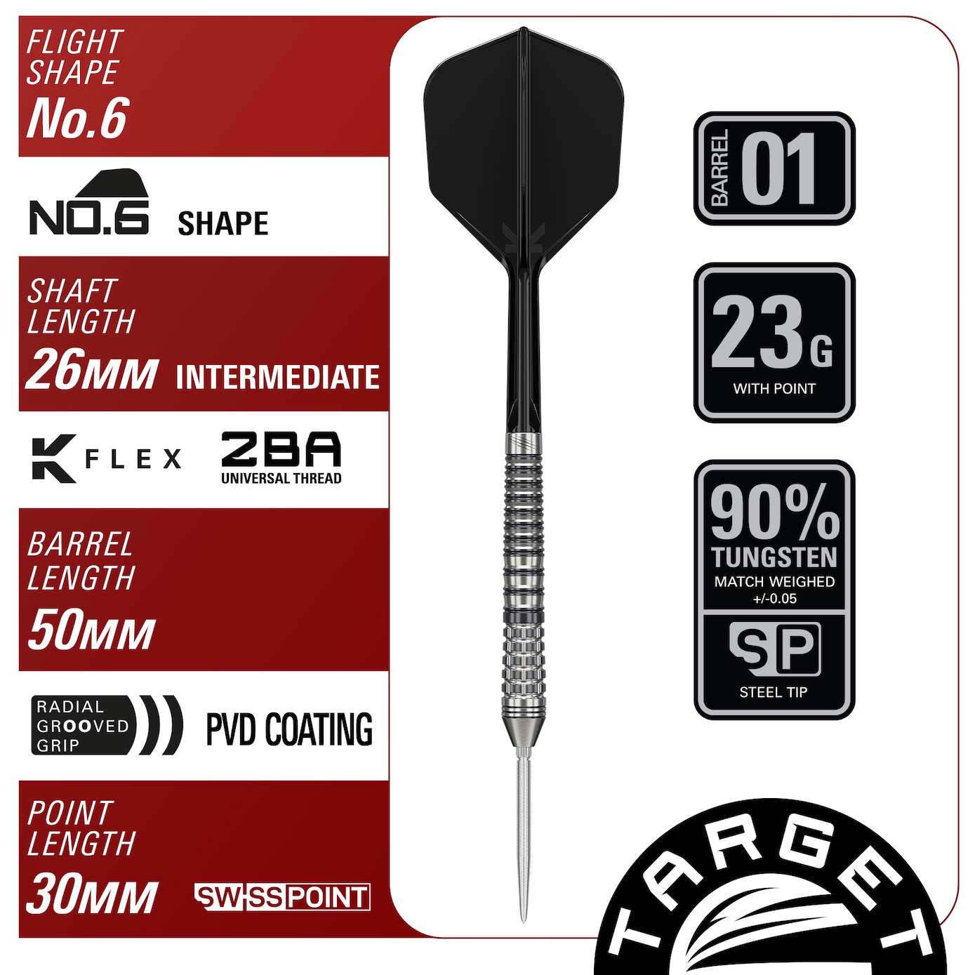 Target Japan Swiss Black Marque Renegade 4.0 90% Tungsten - Afbeelding 3