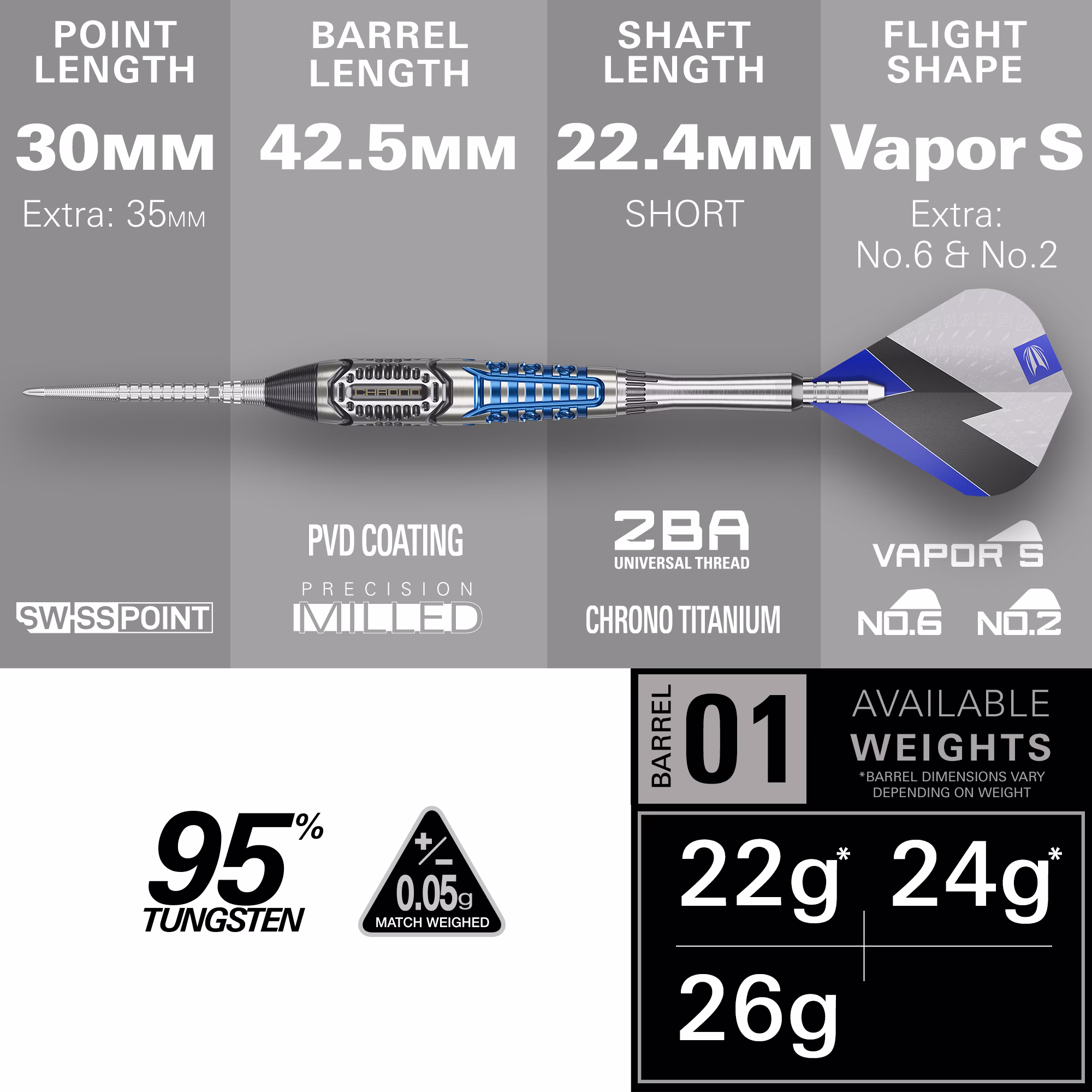 Target SP Phil Taylor Chrono 95% Tungsten - Afbeelding 4