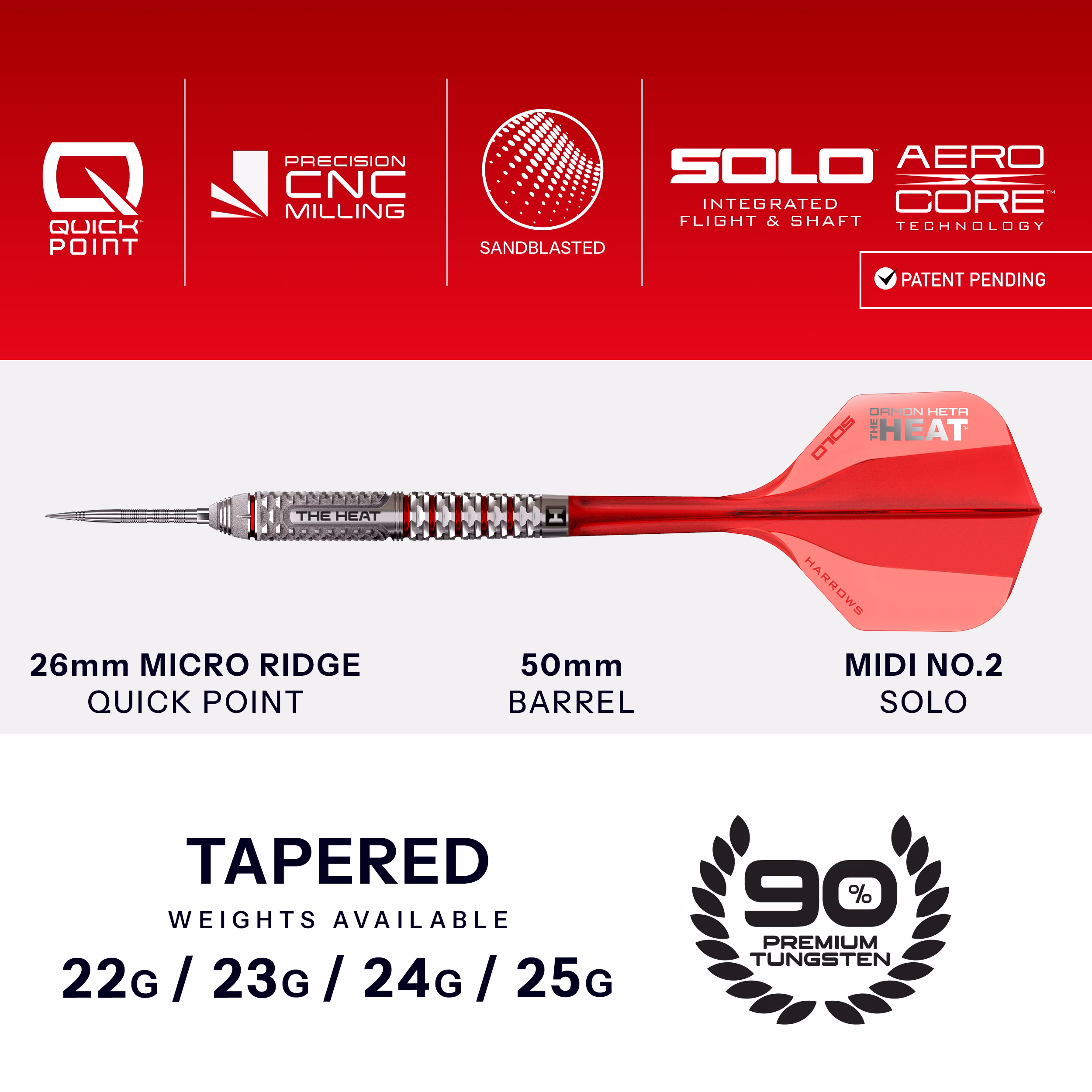 Harrows Damon Heta Geo Quick Point 90% Tungsten - Afbeelding 5