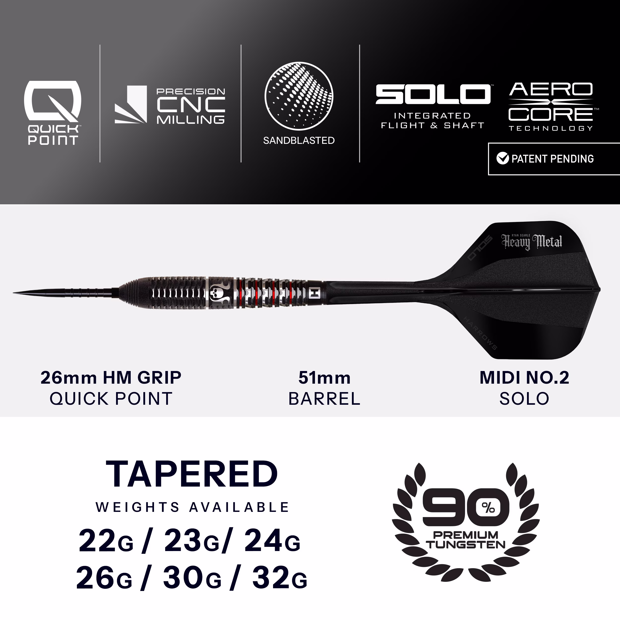Harrows Ryan Searle Geo Quick Point 90% Tungsten - Afbeelding 4